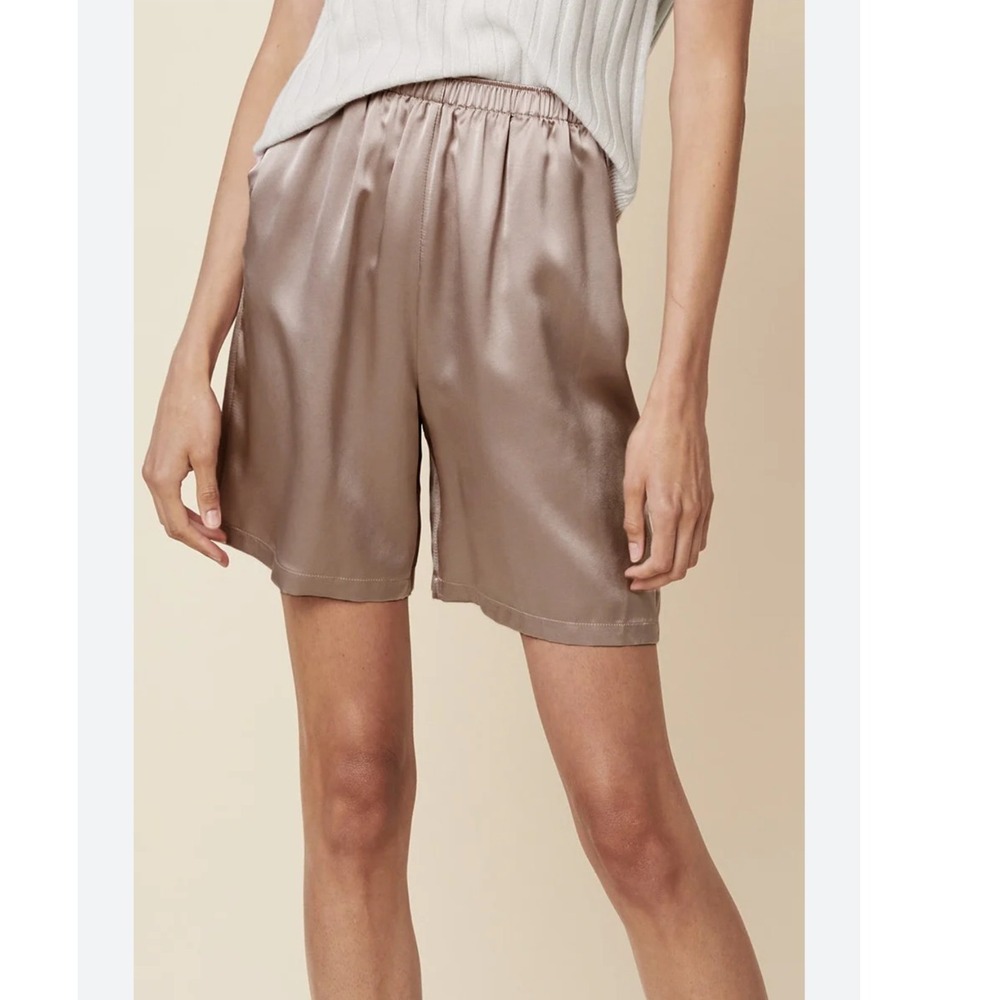 NWT $450 SABLYN 100% Silk Shorts M Lilac Elastic Waist‎ High Rise Casual